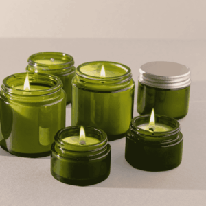 Various size jarred candles, Green Tea and Lemongrass